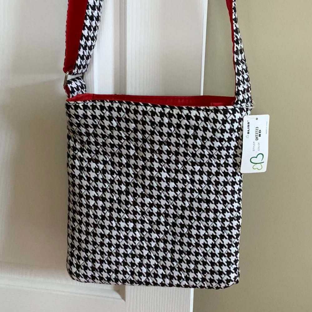 Hand bag houndstooth with adjustable strap - Picture 3 of 4